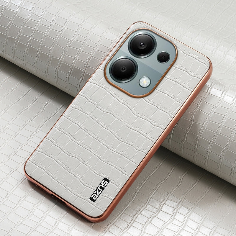 Xiaomi Poco M6 Pro Luxury Case - Electroplated Frame, Crocodile Texture Leather, Full Coverage Protection, Anti-Fingerprint & Shockproof