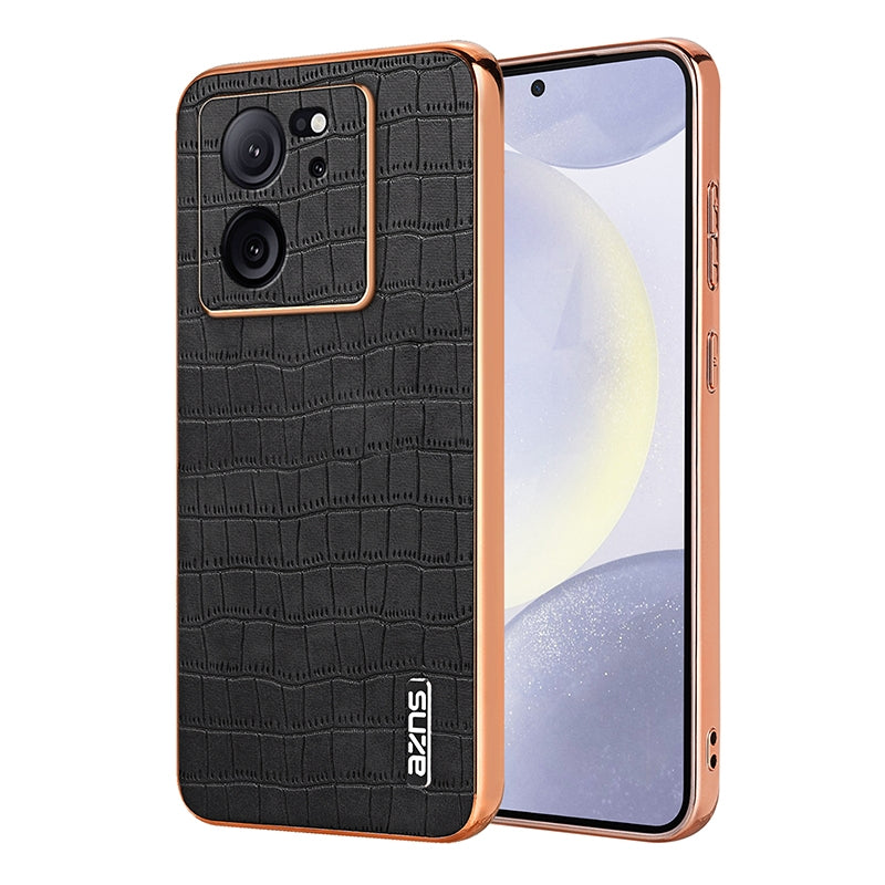 Xiaomi 13T/13T Pro Luxury Case - Electroplated Frame, Crocodile Texture Leather, Full Coverage Protection, Anti-Fingerprint & Shockproof
