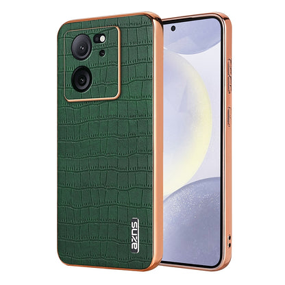 Xiaomi 13T/13T Pro Luxury Case - Electroplated Frame, Crocodile Texture Leather, Full Coverage Protection, Anti-Fingerprint & Shockproof