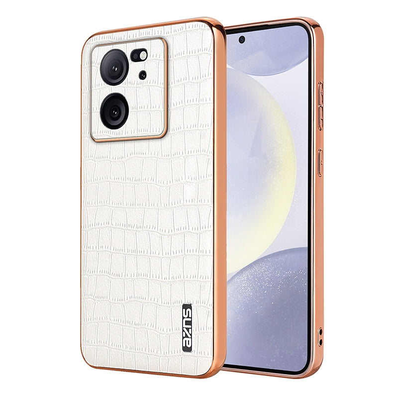 Xiaomi 13T/13T Pro Luxury Case - Electroplated Frame, Crocodile Texture Leather, Full Coverage Protection, Anti-Fingerprint & Shockproof