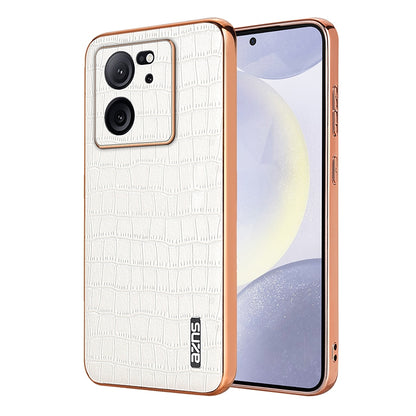 Xiaomi 13T/13T Pro Luxury Case - Electroplated Frame, Crocodile Texture Leather, Full Coverage Protection, Anti-Fingerprint & Shockproof