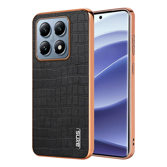 Xiaomi 14T Pro Luxury Case - Electroplated Frame, Crocodile Texture Leather, Full Coverage Protection, Anti-Fingerprint & Shockproof