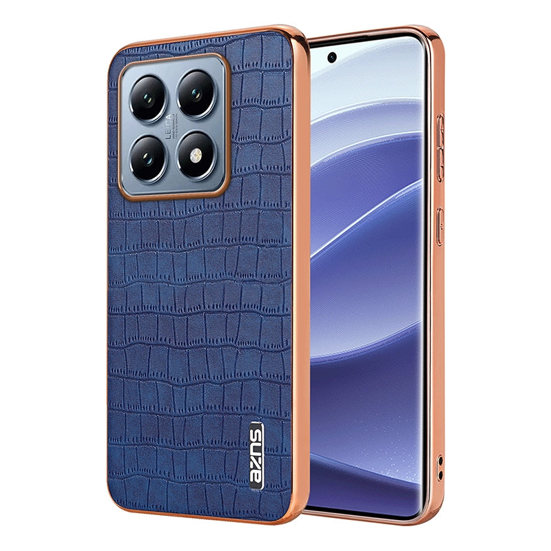 Xiaomi 14T Pro Luxury Case - Electroplated Frame, Crocodile Texture Leather, Full Coverage Protection, Anti-Fingerprint & Shockproof