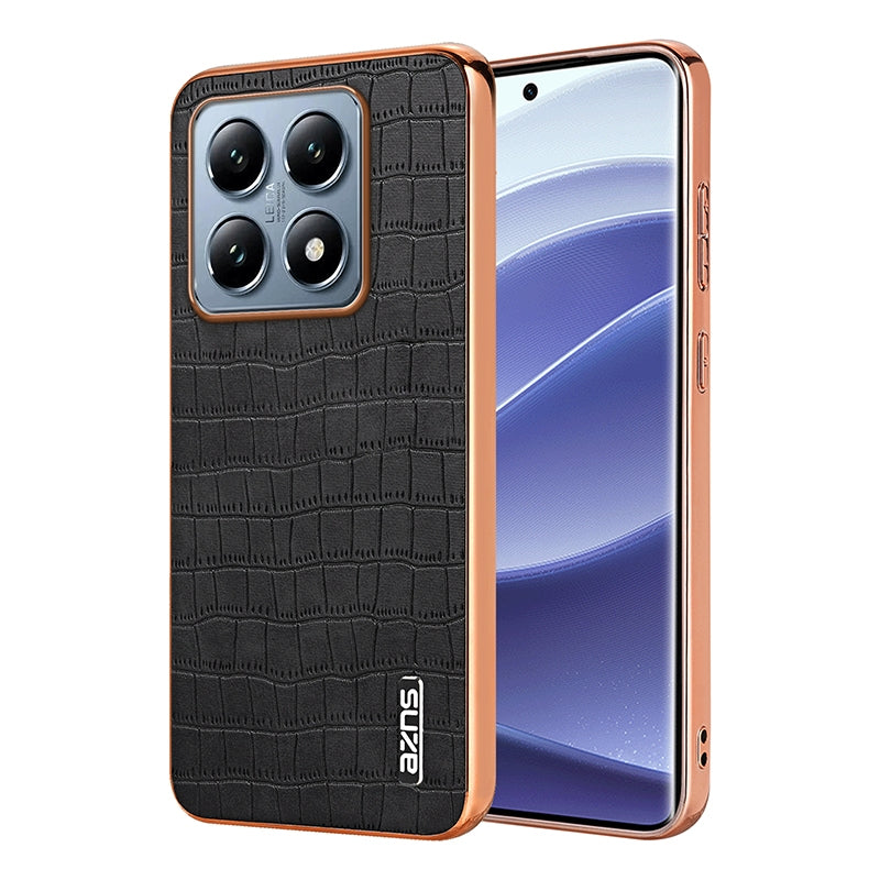 Xiaomi 14T Luxury Case - Electroplated Frame, Crocodile Texture Leather, Full Coverage Protection, Anti-Fingerprint & Shockproof
