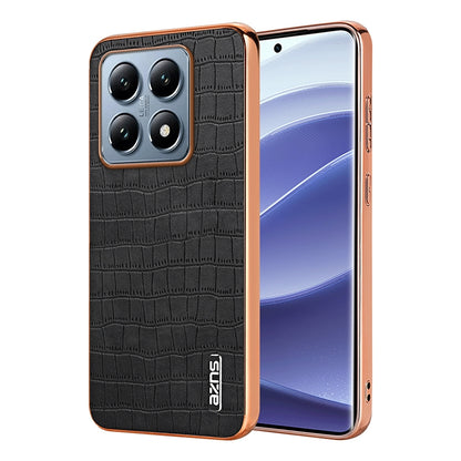Xiaomi 14T Luxury Case - Electroplated Frame, Crocodile Texture Leather, Full Coverage Protection, Anti-Fingerprint & Shockproof