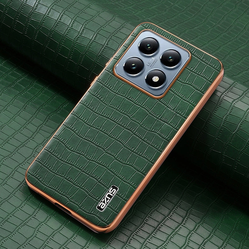 Xiaomi 14T Luxury Case - Electroplated Frame, Crocodile Texture Leather, Full Coverage Protection, Anti-Fingerprint & Shockproof