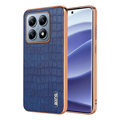 Xiaomi 14T Luxury Case - Electroplated Frame, Crocodile Texture Leather, Full Coverage Protection, Anti-Fingerprint & Shockproof