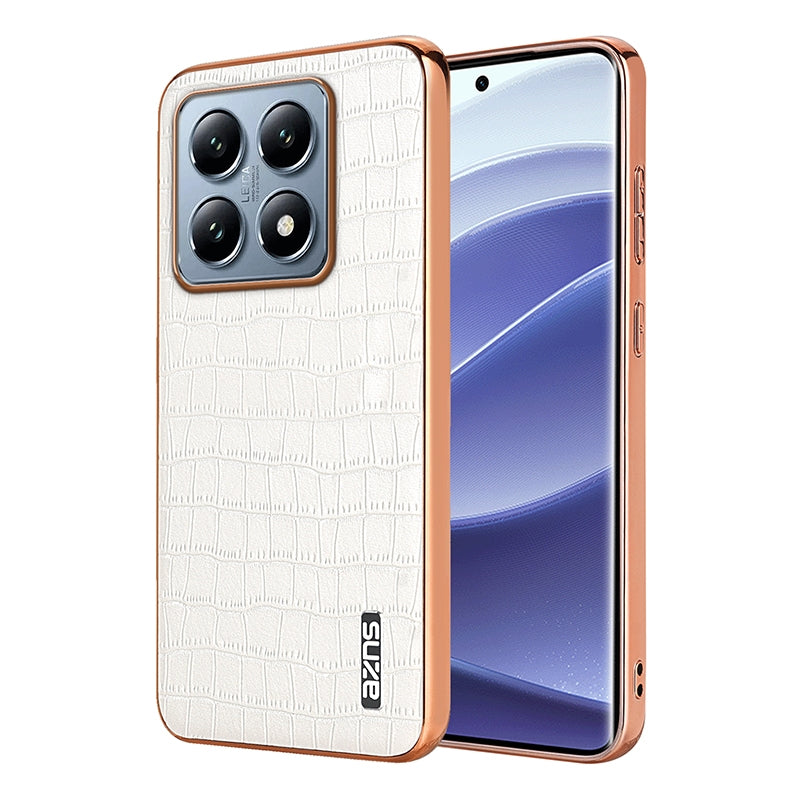 Xiaomi 14T Luxury Case - Electroplated Frame, Crocodile Texture Leather, Full Coverage Protection, Anti-Fingerprint & Shockproof