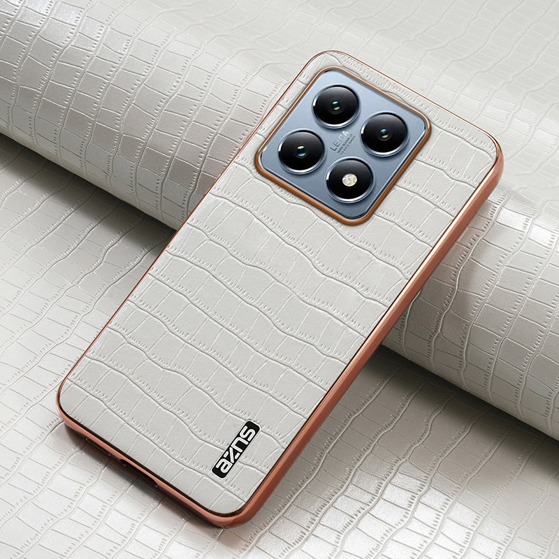 Xiaomi 14T Luxury Case - Electroplated Frame, Crocodile Texture Leather, Full Coverage Protection, Anti-Fingerprint & Shockproof