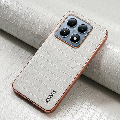 Xiaomi 14T Luxury Case - Electroplated Frame, Crocodile Texture Leather, Full Coverage Protection, Anti-Fingerprint & Shockproof