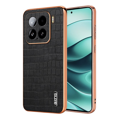 Xiaomi 15 Luxury Case - Electroplated Frame, Crocodile Texture Leather, Full Coverage Protection, Anti-Fingerprint & Shockproof