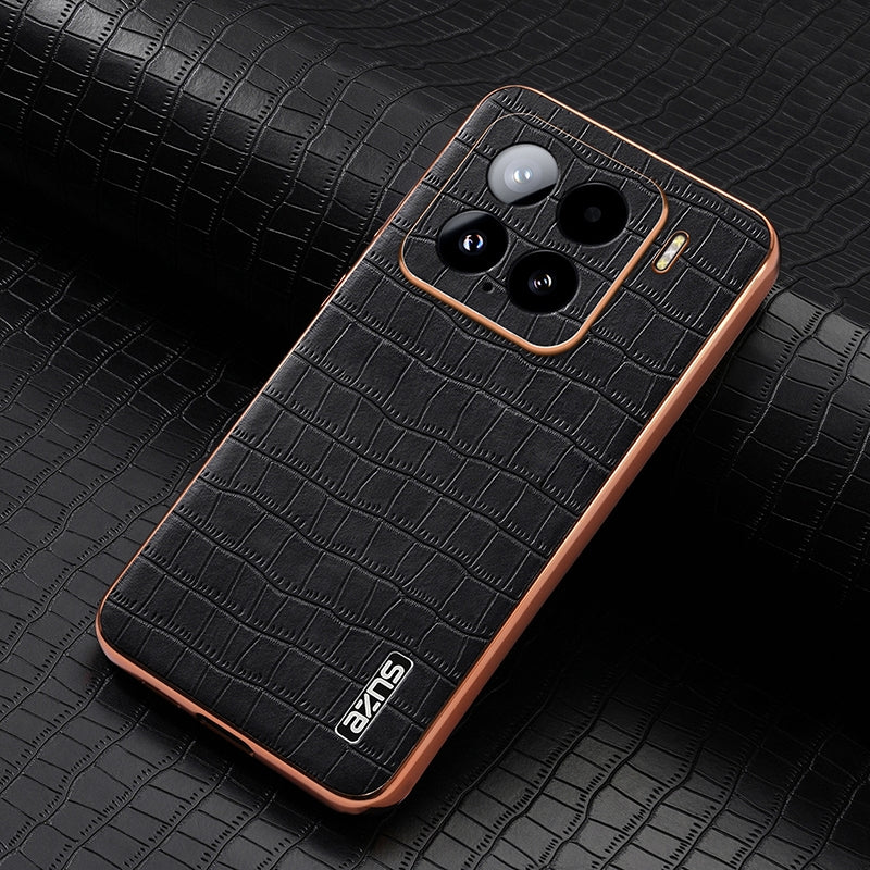 Xiaomi 15 Luxury Case - Electroplated Frame, Crocodile Texture Leather, Full Coverage Protection, Anti-Fingerprint & Shockproof