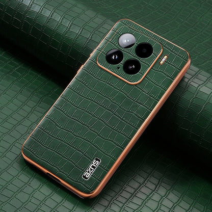 Xiaomi 15 Luxury Case - Electroplated Frame, Crocodile Texture Leather, Full Coverage Protection, Anti-Fingerprint & Shockproof