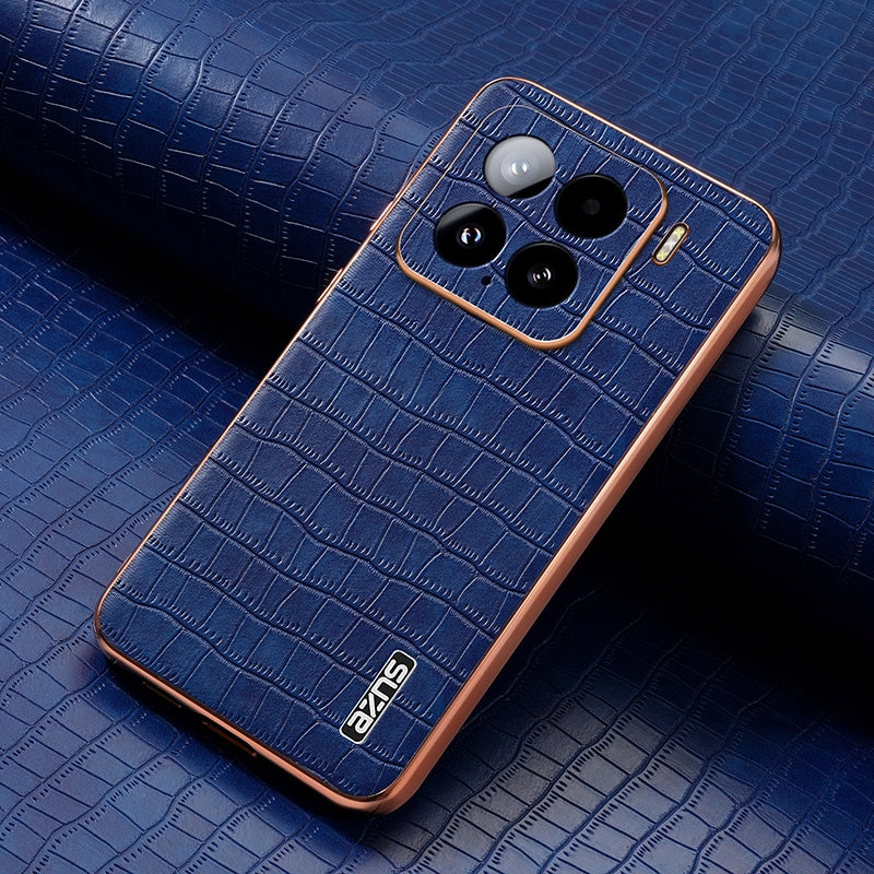 Xiaomi 15 Luxury Case - Electroplated Frame, Crocodile Texture Leather, Full Coverage Protection, Anti-Fingerprint & Shockproof