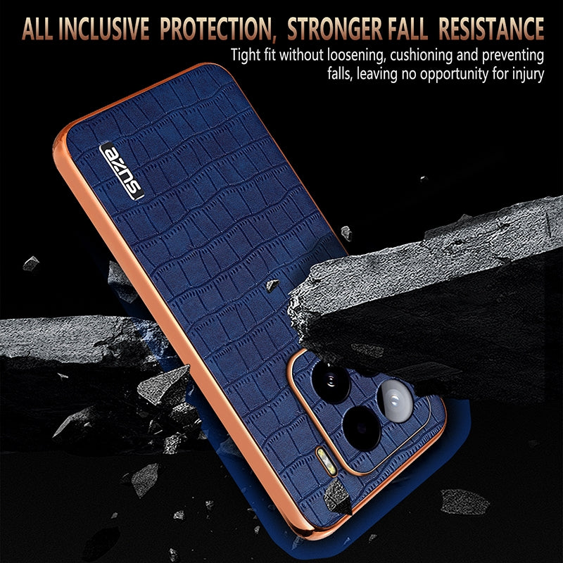 Xiaomi 15 Luxury Case - Electroplated Frame, Crocodile Texture Leather, Full Coverage Protection, Anti-Fingerprint & Shockproof