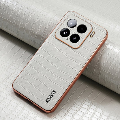 Xiaomi 15 Luxury Case - Electroplated Frame, Crocodile Texture Leather, Full Coverage Protection, Anti-Fingerprint & Shockproof