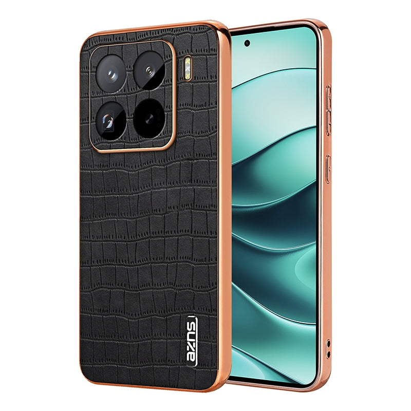 Xiaomi 15 Pro Luxury Case - Electroplated Frame, Crocodile Texture Leather, Full Coverage Protection, Anti-Fingerprint & Shockproof