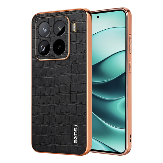 Xiaomi 15 Pro Luxury Case - Electroplated Frame, Crocodile Texture Leather, Full Coverage Protection, Anti-Fingerprint & Shockproof