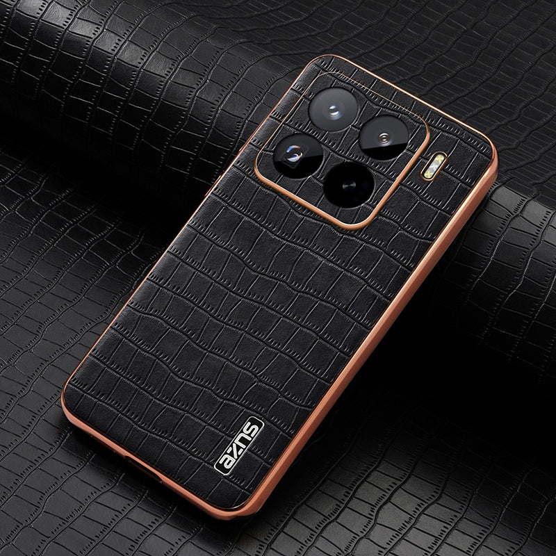 Xiaomi 15 Pro Luxury Case - Electroplated Frame, Crocodile Texture Leather, Full Coverage Protection, Anti-Fingerprint & Shockproof