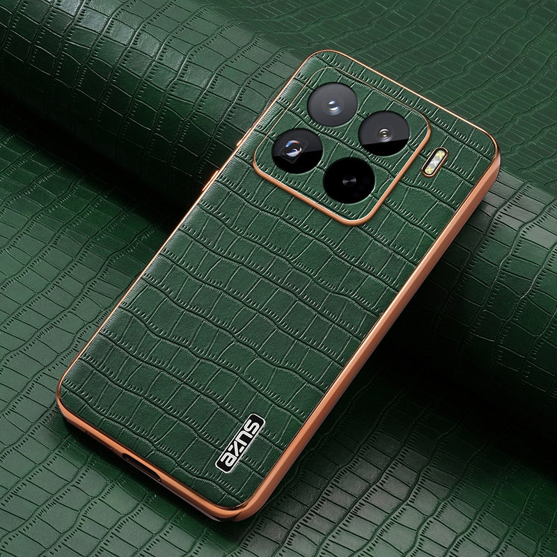Xiaomi 15 Pro Luxury Case - Electroplated Frame, Crocodile Texture Leather, Full Coverage Protection, Anti-Fingerprint & Shockproof