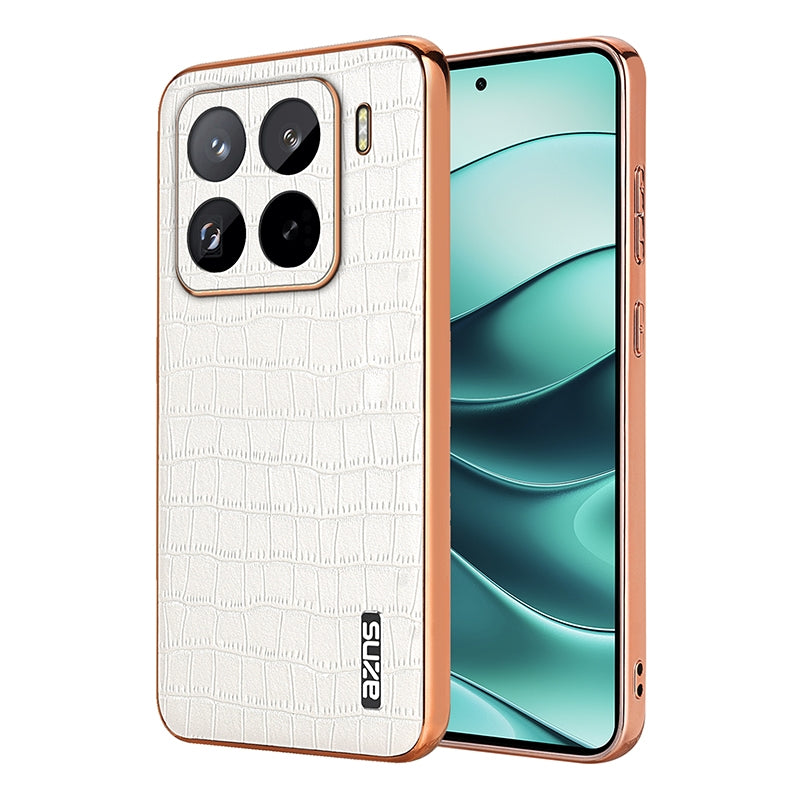 Xiaomi 15 Pro Luxury Case - Electroplated Frame, Crocodile Texture Leather, Full Coverage Protection, Anti-Fingerprint & Shockproof