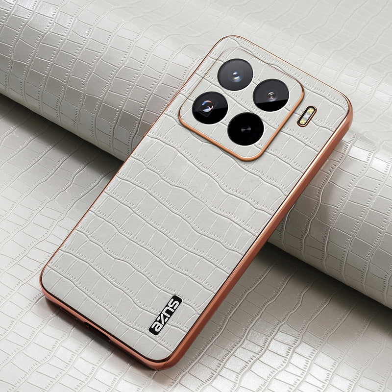 Xiaomi 15 Pro Luxury Case - Electroplated Frame, Crocodile Texture Leather, Full Coverage Protection, Anti-Fingerprint & Shockproof