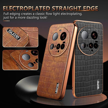 Xiaomi 15 Ultra Luxury Case - Electroplated Frame, Crocodile Texture Leather, Full Coverage Protection, Anti-Fingerprint & Shockproof