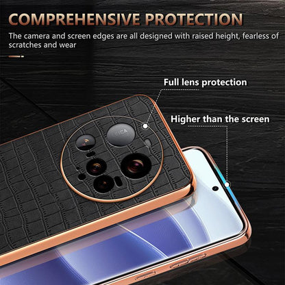Xiaomi 15 Ultra Luxury Case - Electroplated Frame, Crocodile Texture Leather, Full Coverage Protection, Anti-Fingerprint & Shockproof