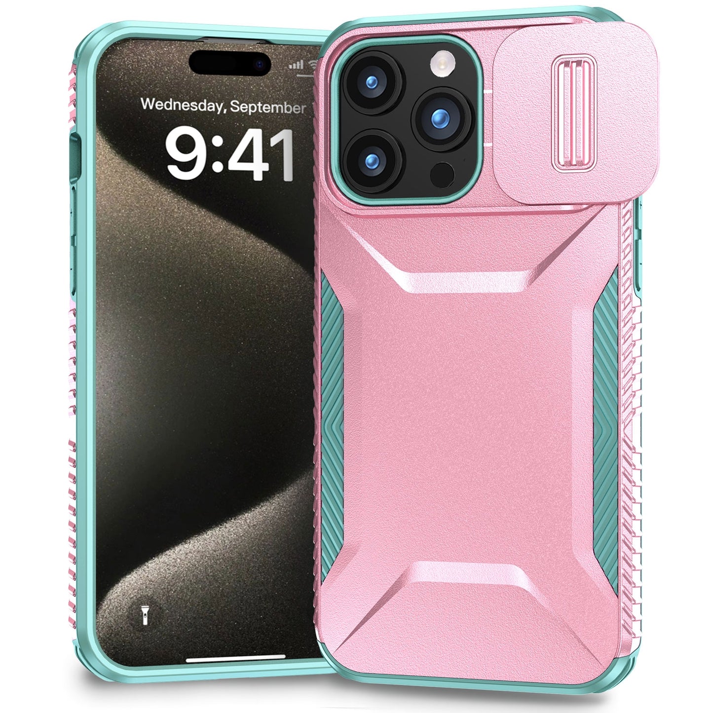 iPhone 15 Pro Max Phone Case with Sliding Camshield | Military-Grade TPU & PC Protective Anti-Scratch Anti-Skid Cover, Durable Shockproof Design