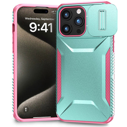 iPhone 15 Pro Max Phone Case with Sliding Camshield | Military-Grade TPU & PC Protective Anti-Scratch Anti-Skid Cover, Durable Shockproof Design