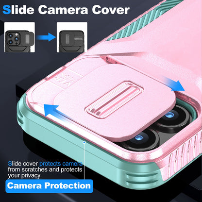 iPhone 15 Pro Phone Case with Sliding Camshield | Military-Grade TPU & PC Protective Anti-Scratch Anti-Skid Cover, Durable Shockproof Design
