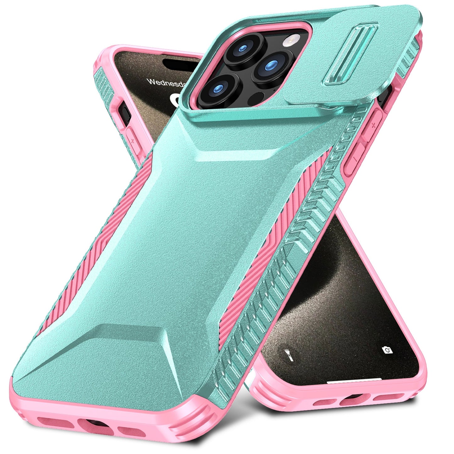 iPhone 15 Pro Phone Case with Sliding Camshield | Military-Grade TPU & PC Protective Anti-Scratch Anti-Skid Cover, Durable Shockproof Design
