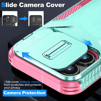 iPhone 15 Pro Phone Case with Sliding Camshield | Military-Grade TPU & PC Protective Anti-Scratch Anti-Skid Cover, Durable Shockproof Design