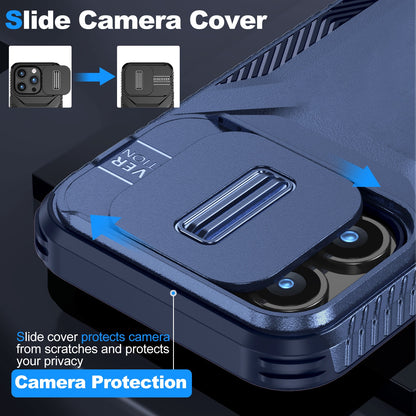 iPhone 15 Pro Phone Case with Sliding Camshield | Military-Grade TPU & PC Protective Anti-Scratch Anti-Skid Cover, Durable Shockproof Design