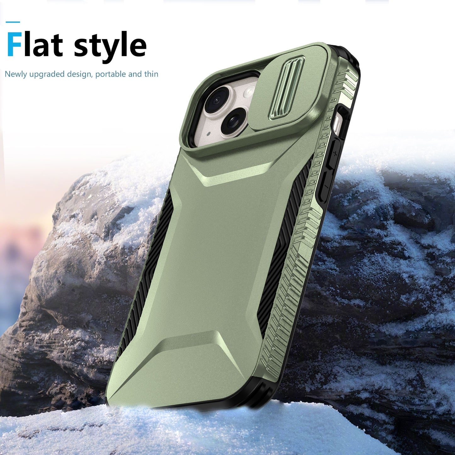 iPhone 15 Plus Phone Case with Sliding Camshield | Military-Grade TPU & PC Protective Anti-Scratch Anti-Skid Cover, Durable Shockproof Design