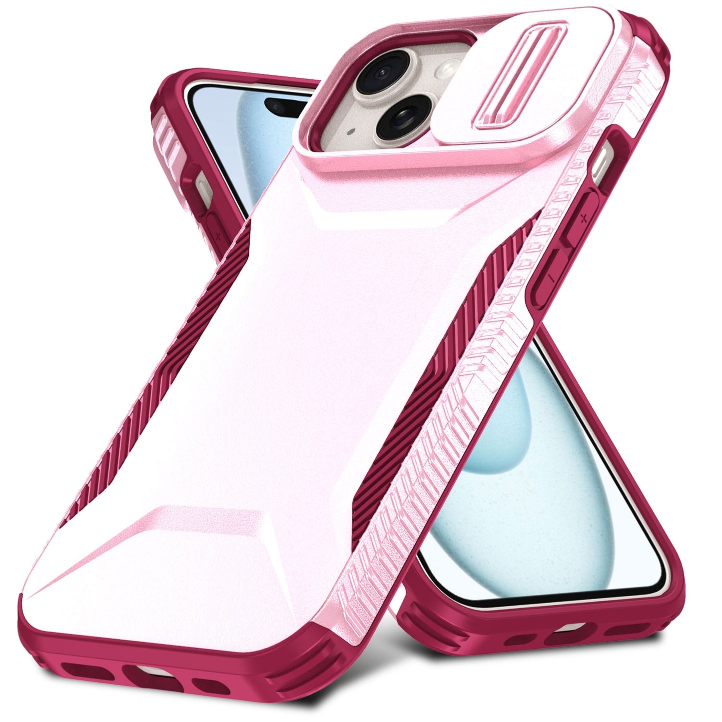 iPhone 15 Plus Phone Case with Sliding Camshield | Military-Grade TPU & PC Protective Anti-Scratch Anti-Skid Cover, Durable Shockproof Design