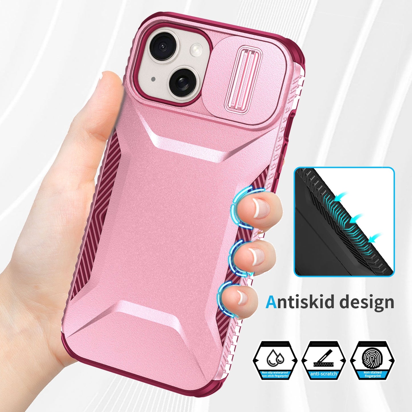 iPhone 15 Plus Phone Case with Sliding Camshield | Military-Grade TPU & PC Protective Anti-Scratch Anti-Skid Cover, Durable Shockproof Design