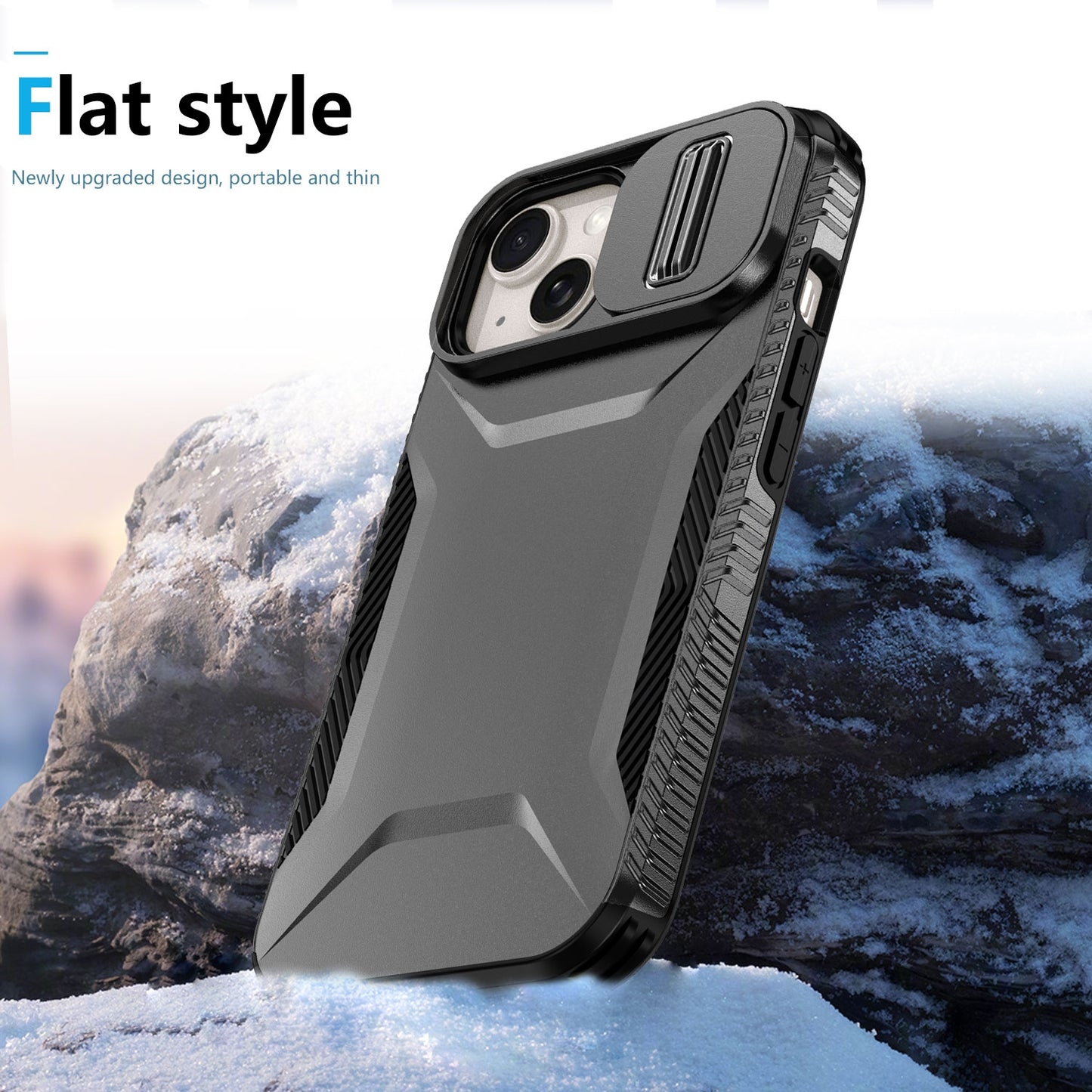 iPhone 15 Plus Phone Case with Sliding Camshield | Military-Grade TPU & PC Protective Anti-Scratch Anti-Skid Cover, Durable Shockproof Design