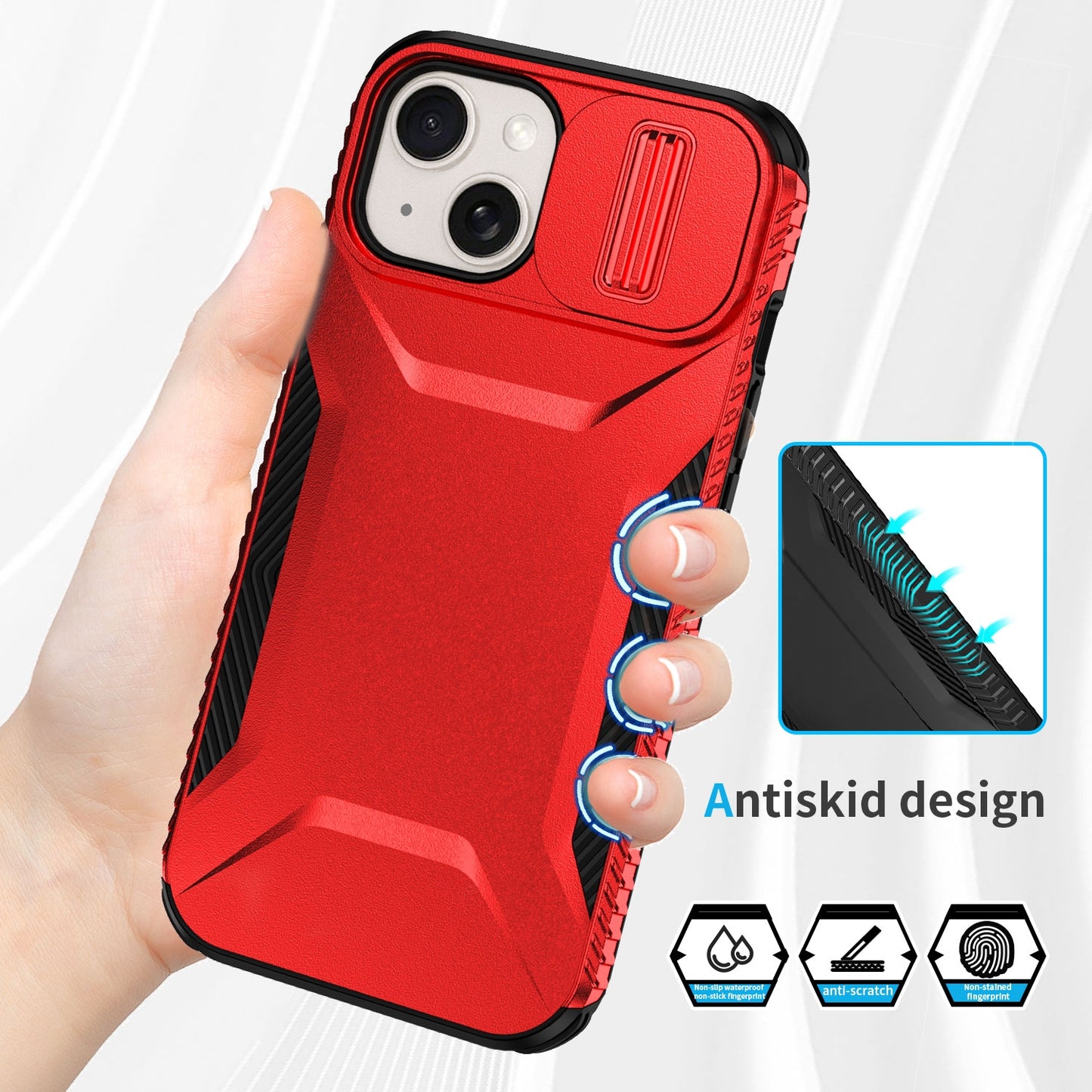iPhone 15 Plus Phone Case with Sliding Camshield | Military-Grade TPU & PC Protective Anti-Scratch Anti-Skid Cover, Durable Shockproof Design