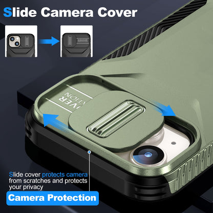 iPhone 15 Phone Case with Sliding Camshield | Military-Grade TPU & PC Protective Anti-Scratch Anti-Skid Cover, Durable Shockproof Design