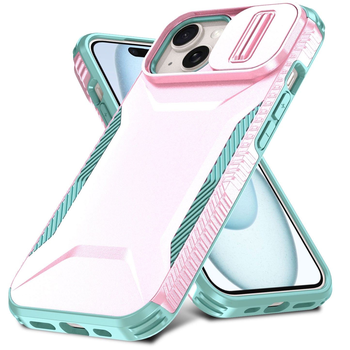 iPhone 15 Phone Case with Sliding Camshield | Military-Grade TPU & PC Protective Anti-Scratch Anti-Skid Cover, Durable Shockproof Design