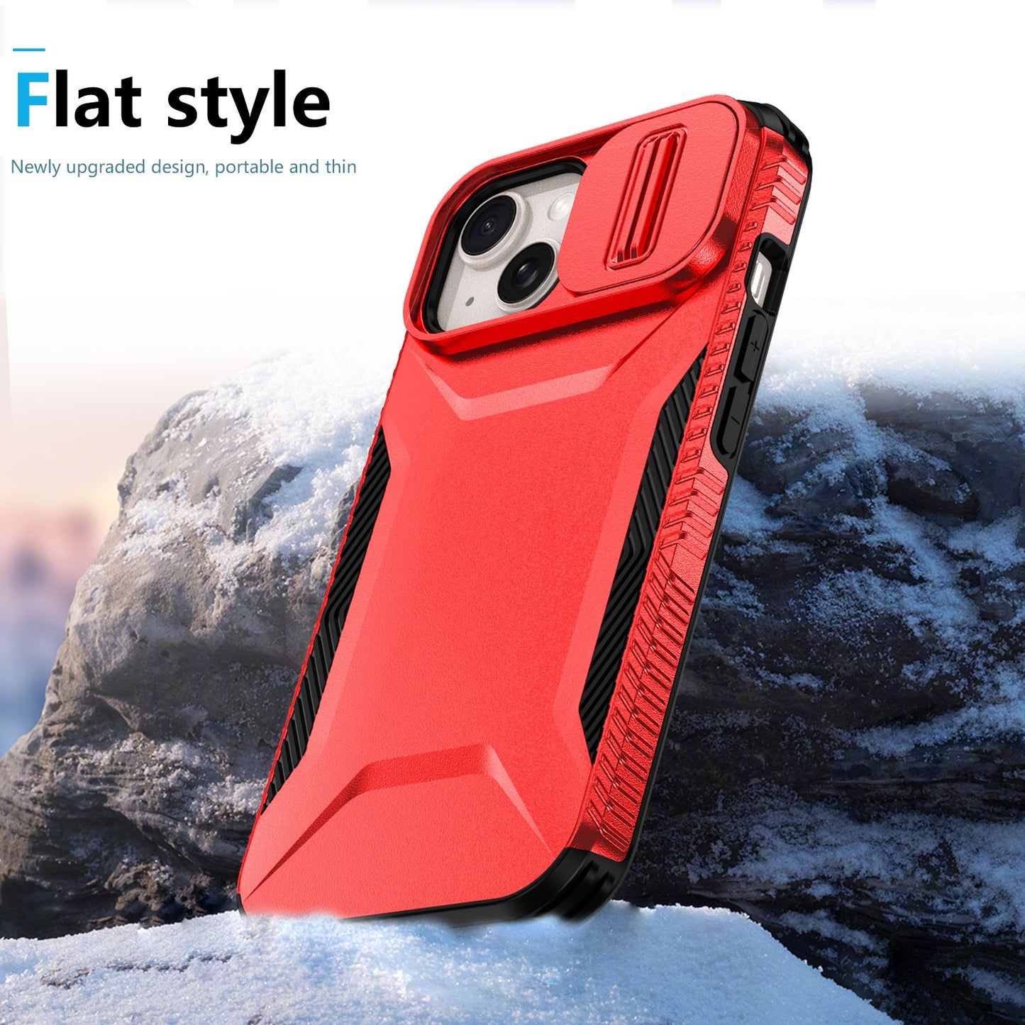 iPhone 15 Phone Case with Sliding Camshield | Military-Grade TPU & PC Protective Anti-Scratch Anti-Skid Cover, Durable Shockproof Design
