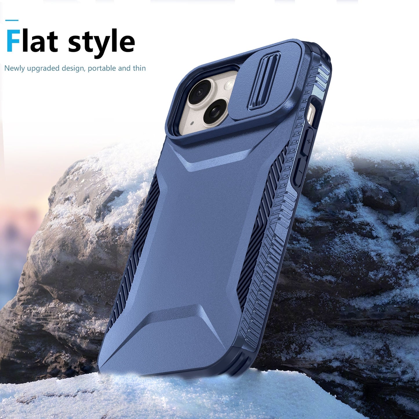 iPhone 15 Phone Case with Sliding Camshield | Military-Grade TPU & PC Protective Anti-Scratch Anti-Skid Cover, Durable Shockproof Design
