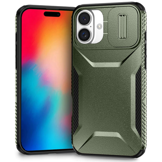 iPhone 16 Phone Case with Sliding Camshield | Military-Grade TPU & PC Protective Anti-Scratch Anti-Skid Cover, Durable Shockproof Design