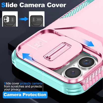 iPhone 16 Phone Case with Sliding Camshield | Military-Grade TPU & PC Protective Anti-Scratch Anti-Skid Cover, Durable Shockproof Design