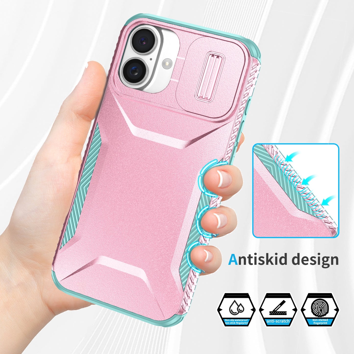 iPhone 16 Phone Case with Sliding Camshield | Military-Grade TPU & PC Protective Anti-Scratch Anti-Skid Cover, Durable Shockproof Design