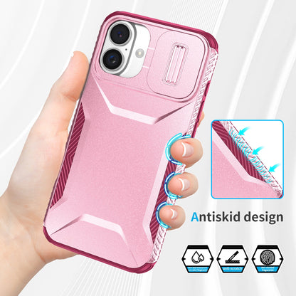 iPhone 16 Phone Case with Sliding Camshield | Military-Grade TPU & PC Protective Anti-Scratch Anti-Skid Cover, Durable Shockproof Design