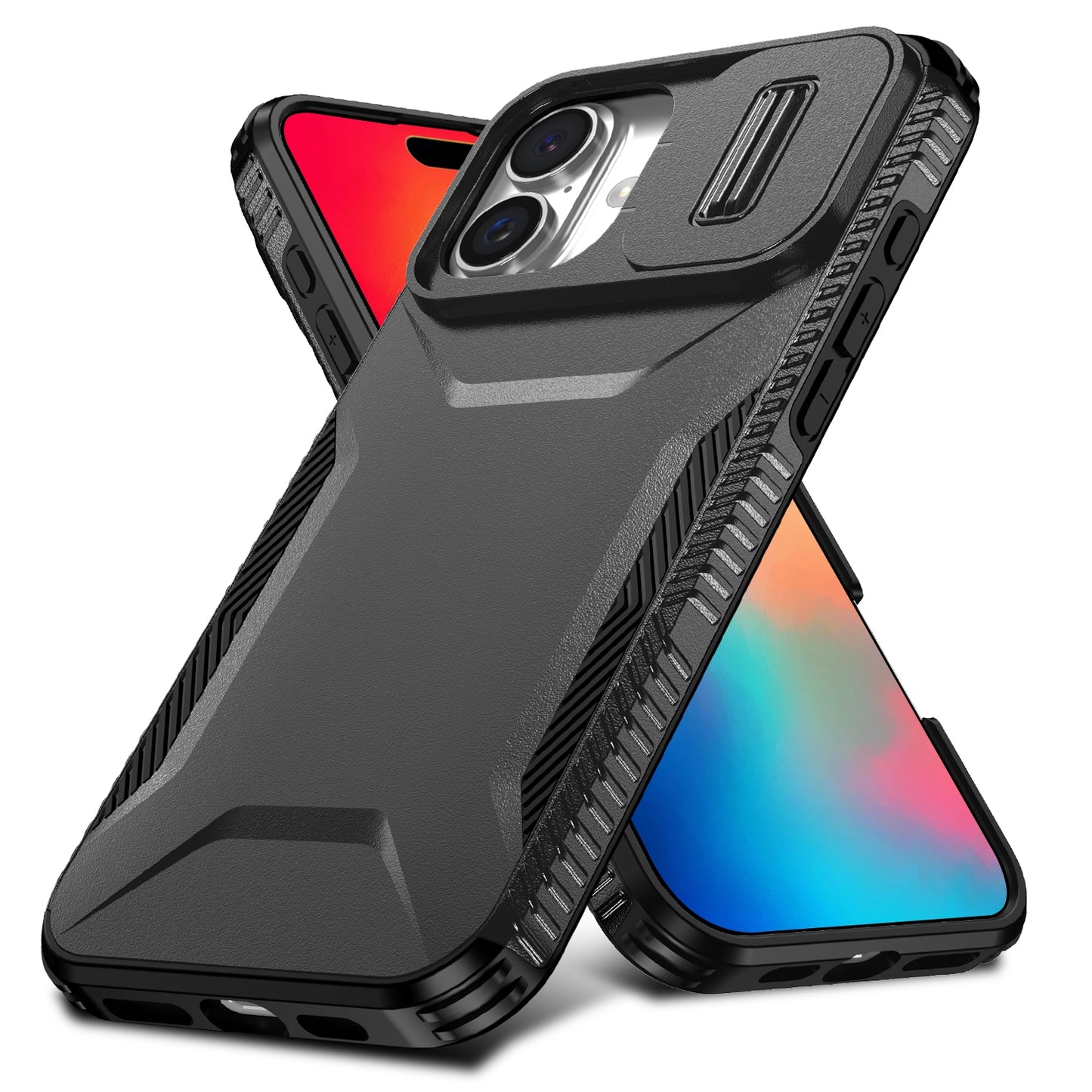 iPhone 16 Phone Case with Sliding Camshield | Military-Grade TPU & PC Protective Anti-Scratch Anti-Skid Cover, Durable Shockproof Design