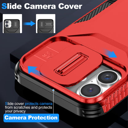 iPhone 16 Phone Case with Sliding Camshield | Military-Grade TPU & PC Protective Anti-Scratch Anti-Skid Cover, Durable Shockproof Design