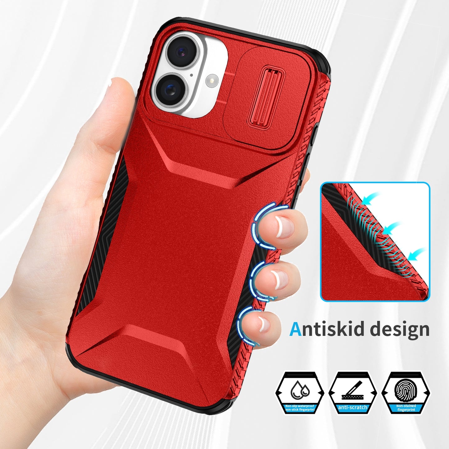 iPhone 16 Phone Case with Sliding Camshield | Military-Grade TPU & PC Protective Anti-Scratch Anti-Skid Cover, Durable Shockproof Design